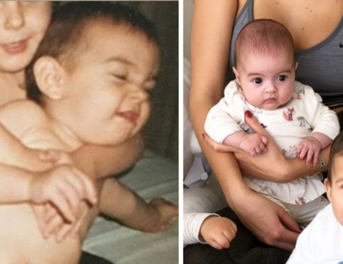 À esq., Georgina em bebé, à dir., Alana Martina